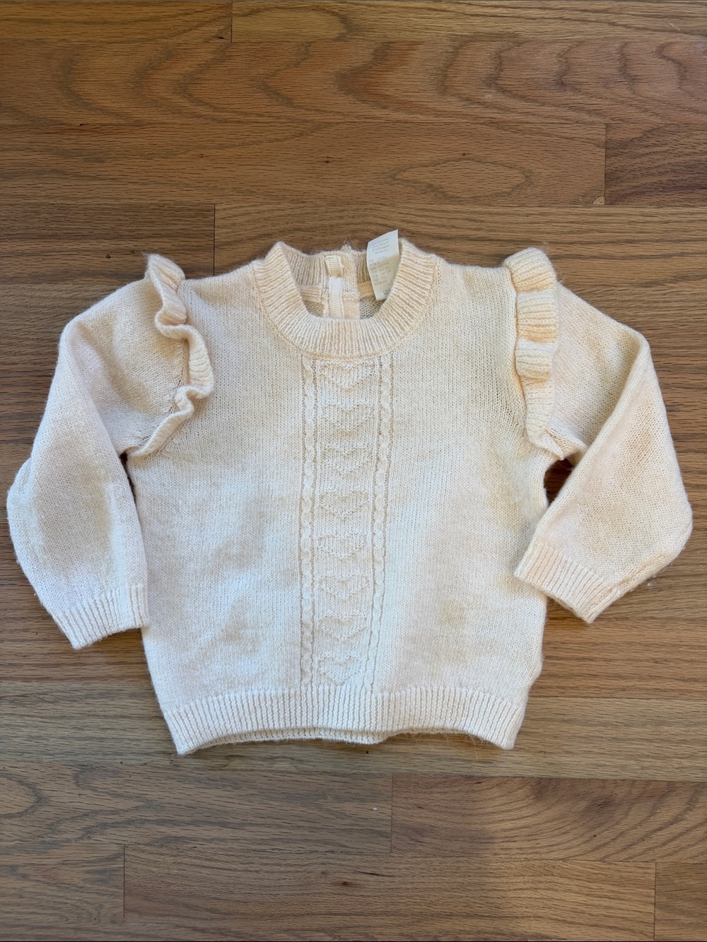 H&M Cream Ruffle-Shoulder Cable Knit Sweater Girls 2T NWOT